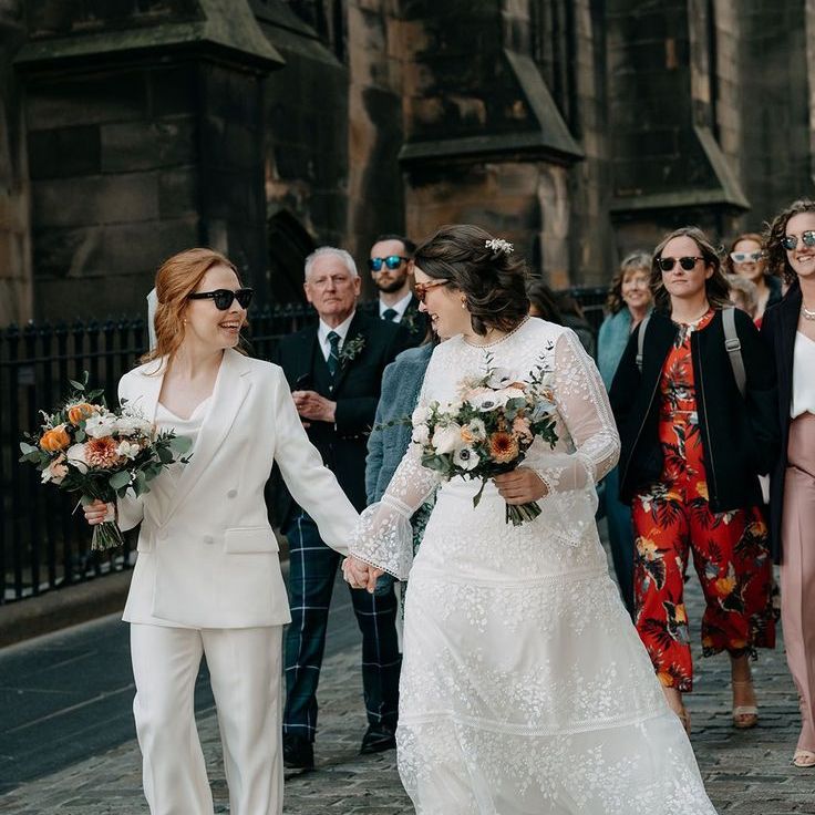 Wedding At Registry Office Wedding with Brides in Cool Sunglasses