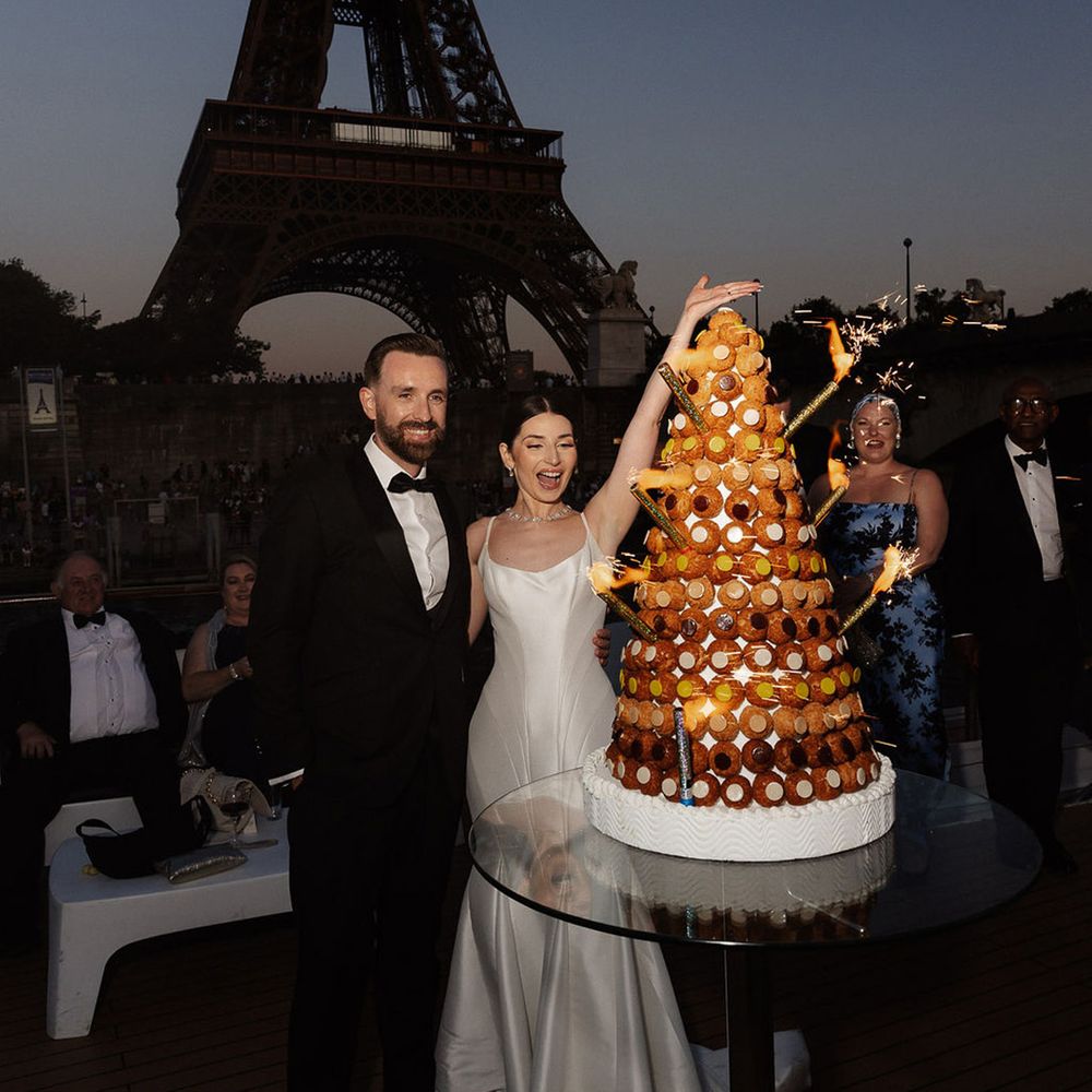 Extravagant French pastry wedding cake for bride and groom