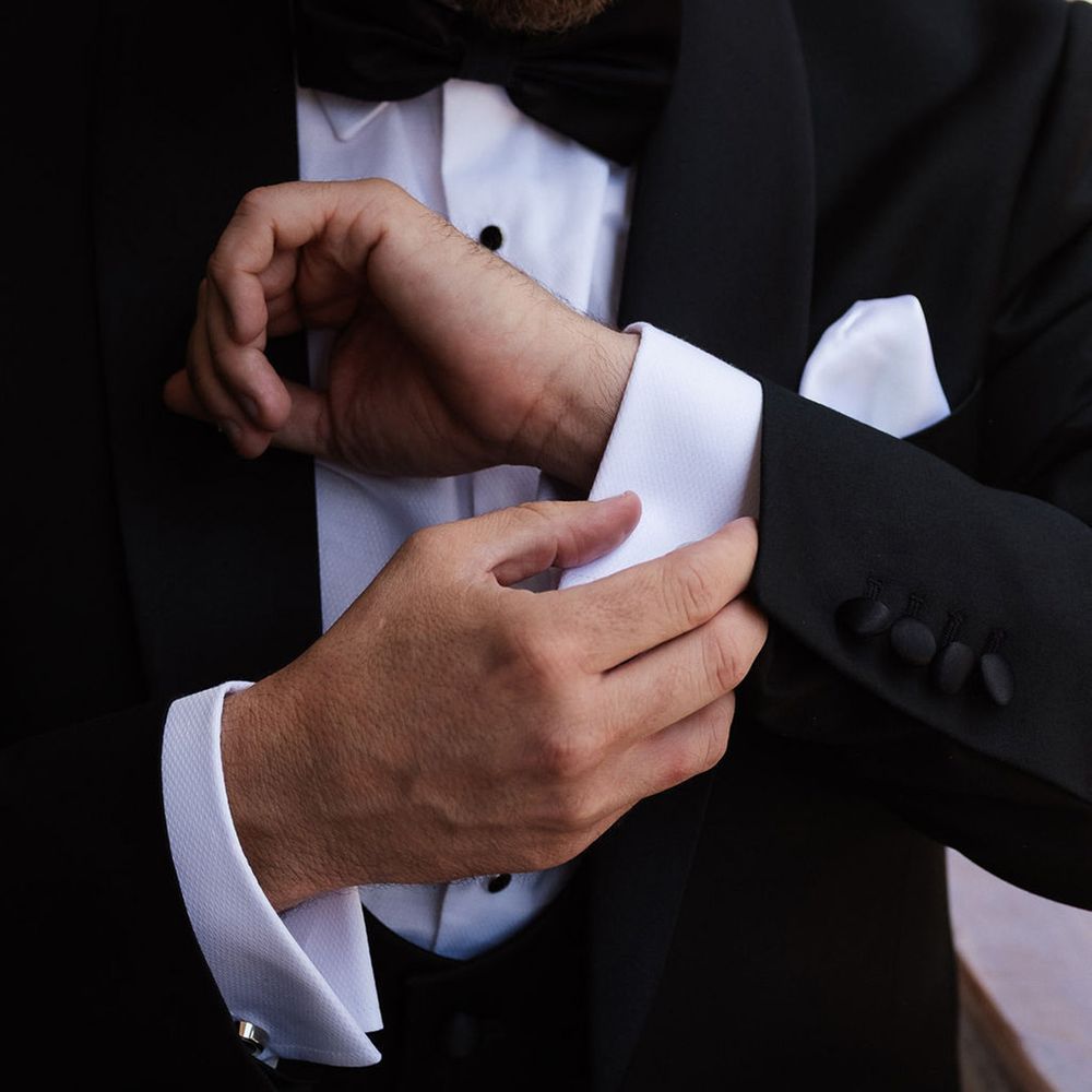 Groom in black tuxedo