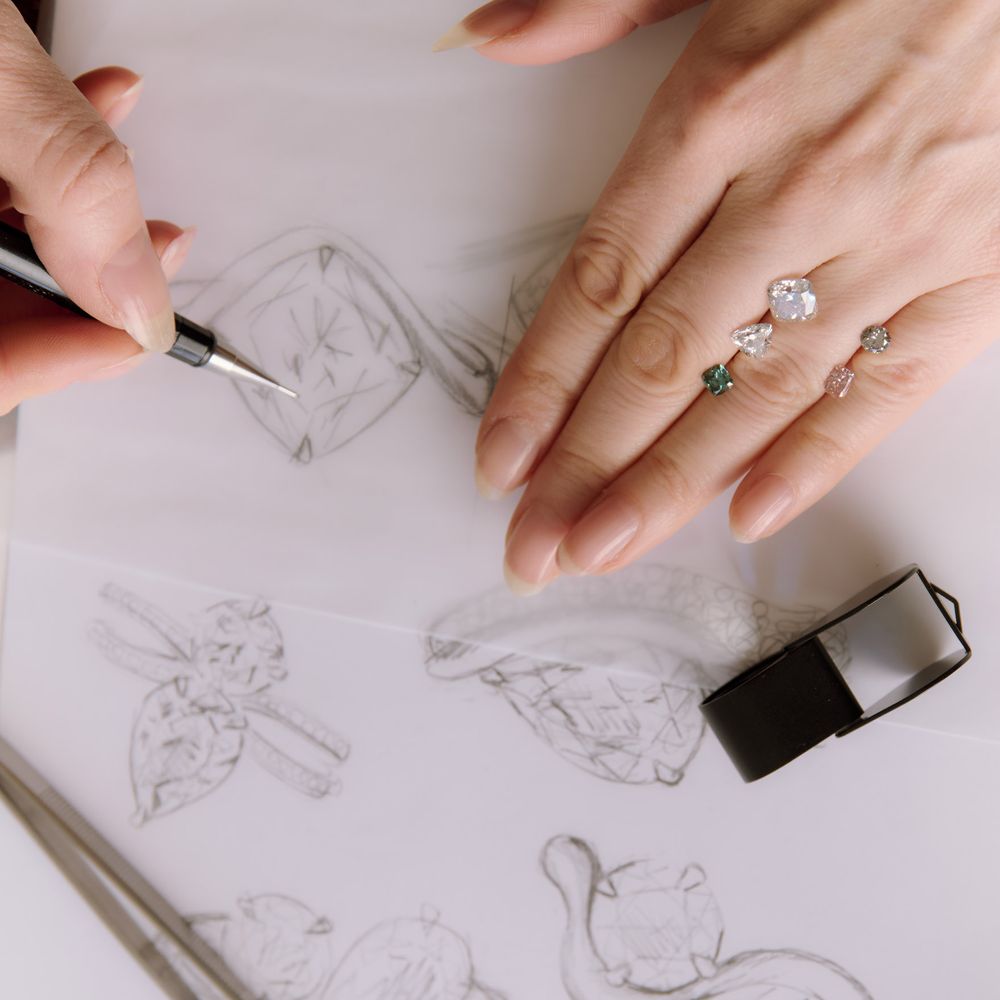 Skydiamond bespoke process, sketching engagement ring designs