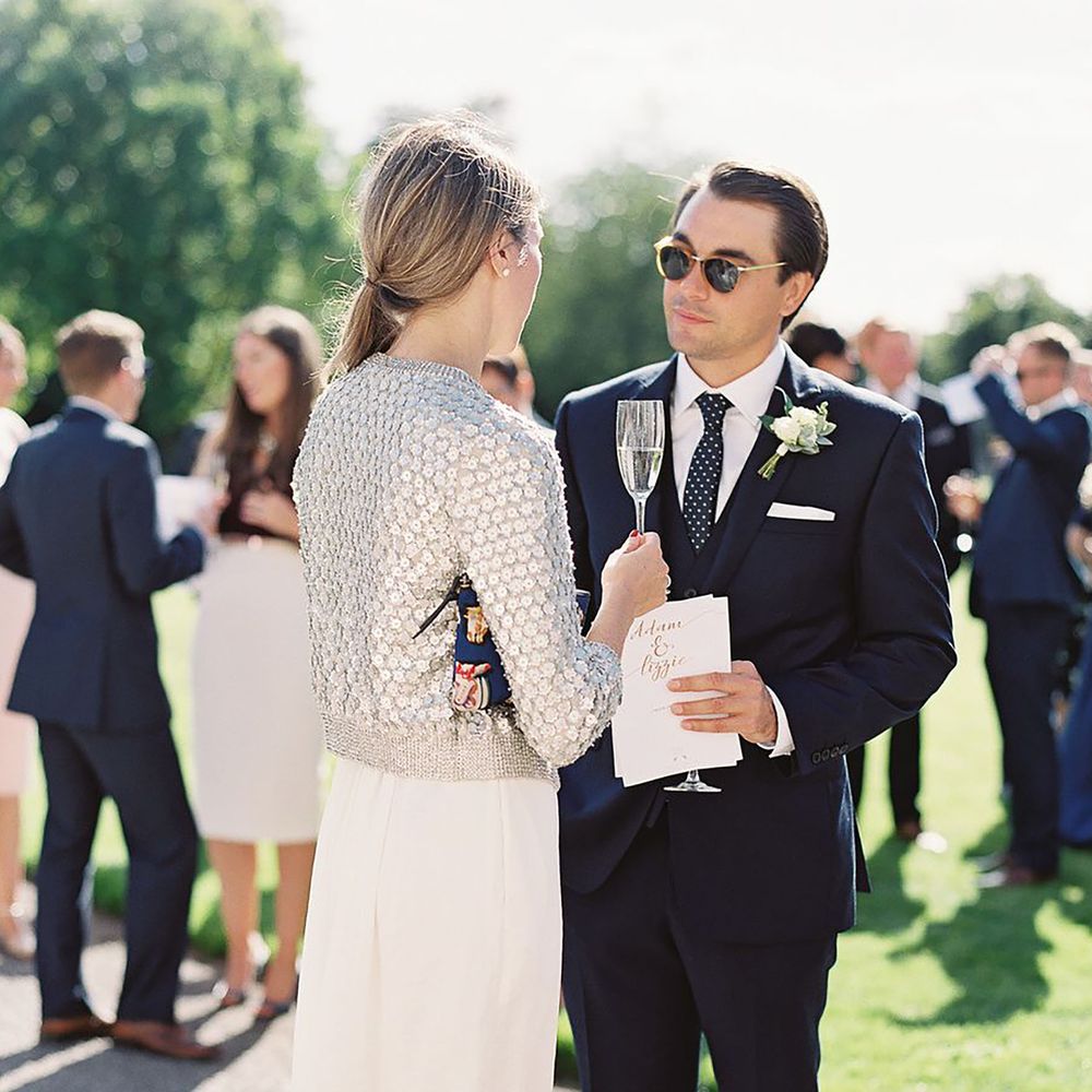 Sparkly wedding guest jacket for outdoor wedding