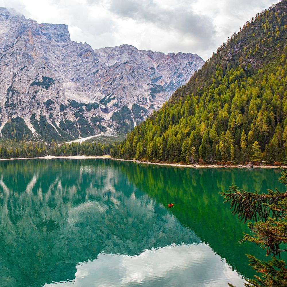 The dolomites mountains and water for winter honeymoon