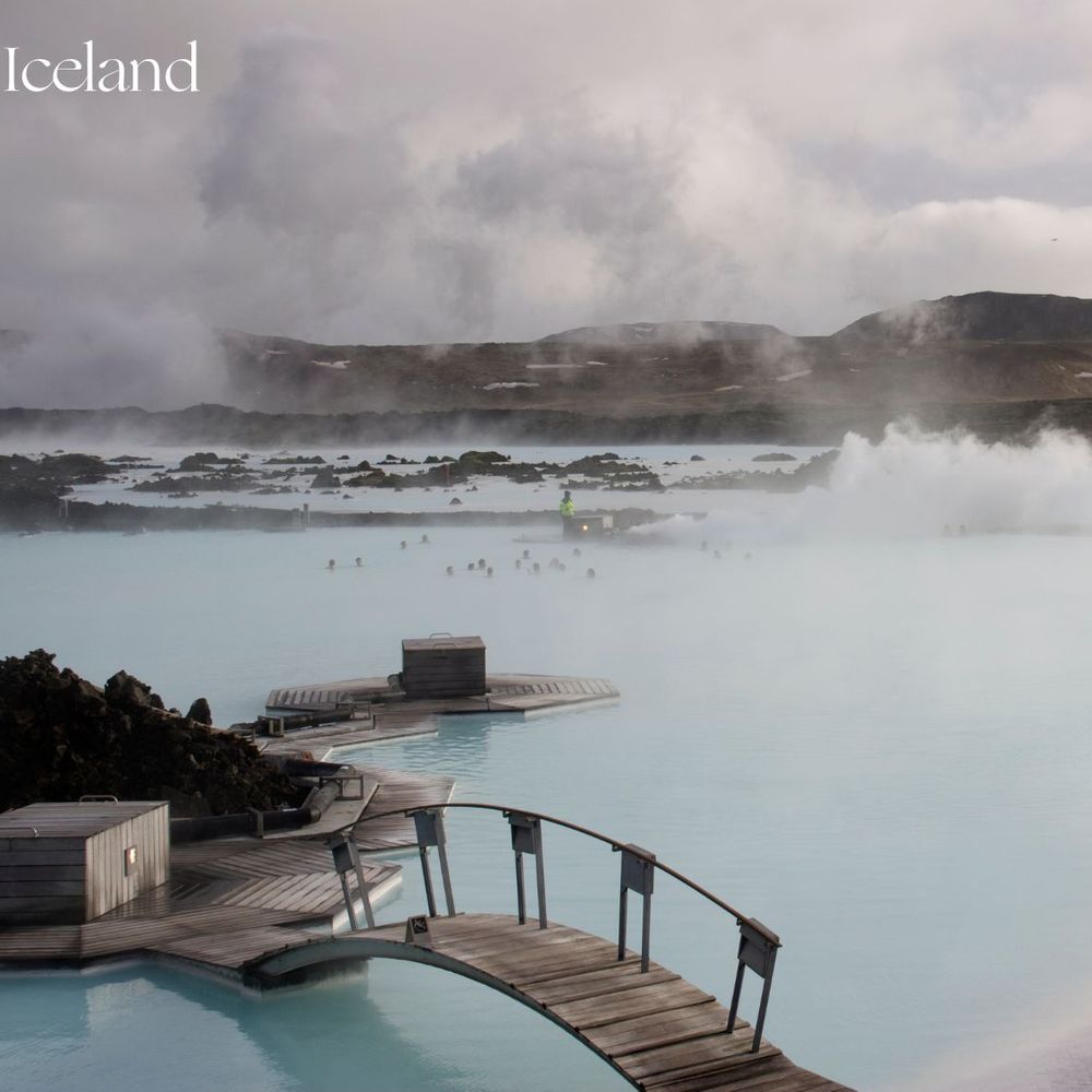 Iceland thermal outdoor natural pools in winter