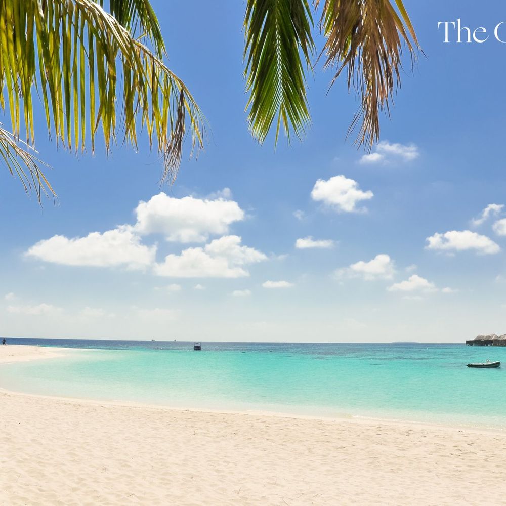 The Caribbean white sand beach and turquoise waters