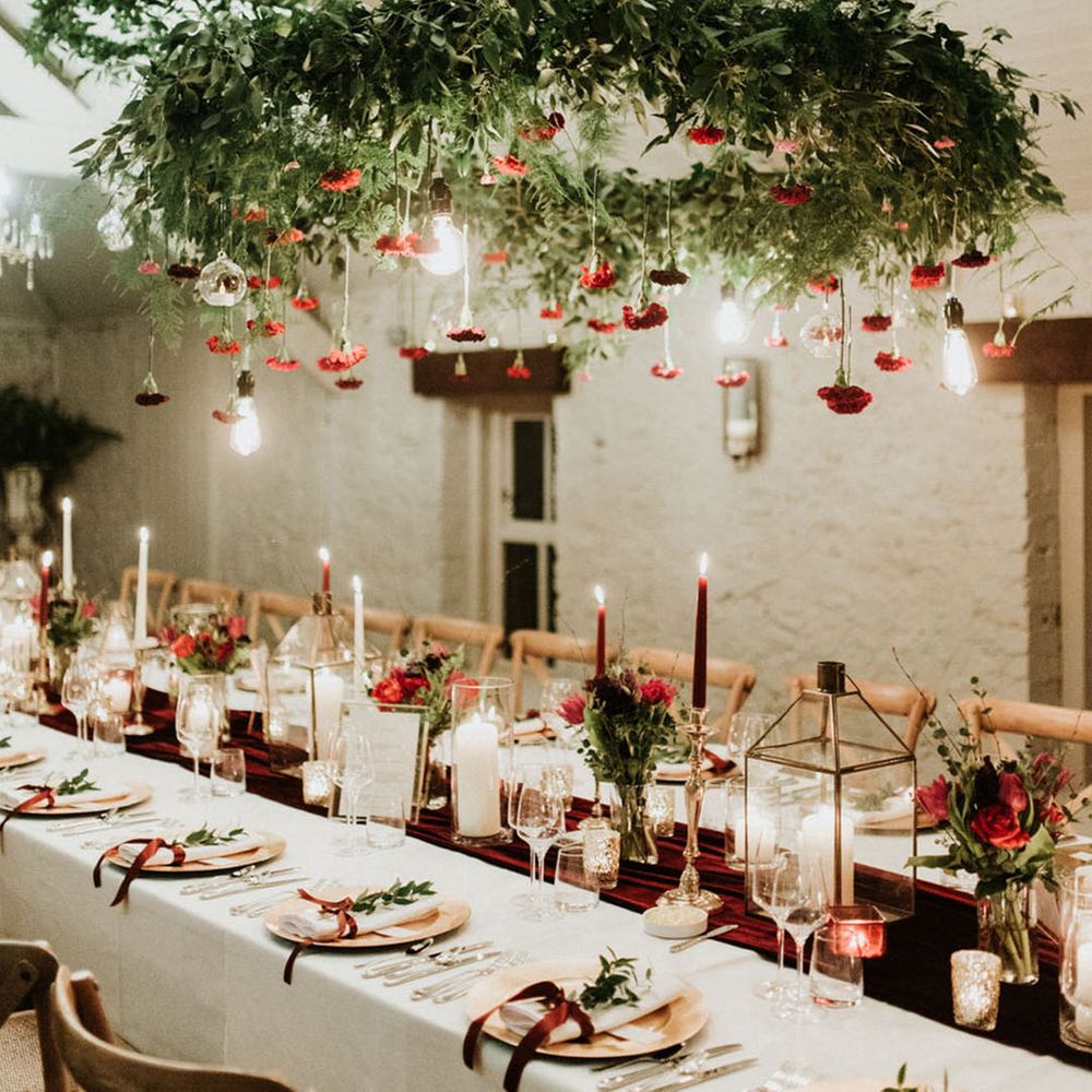Christmas wedding inspiration with festive tablescape