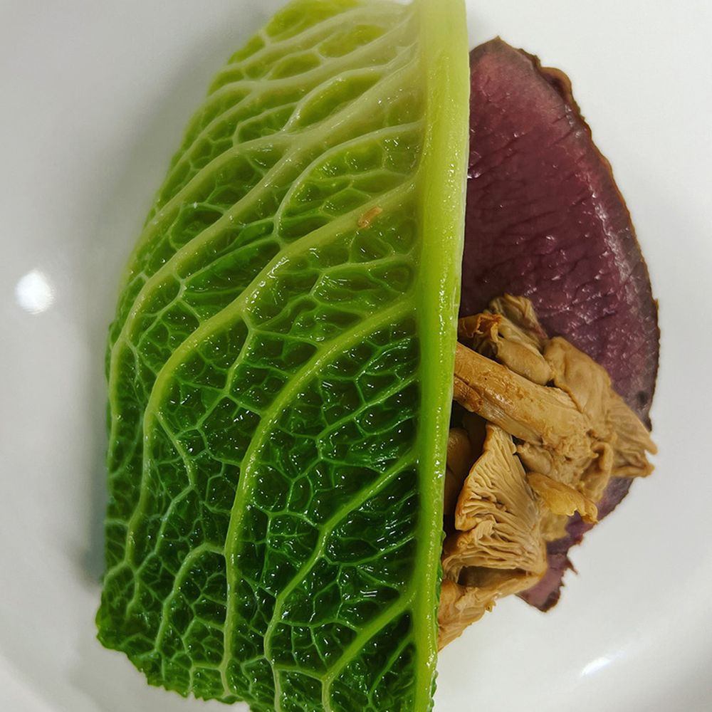 roe-haunch-pickled-chanterelle-butter-mash-savoy-cabbage-dish