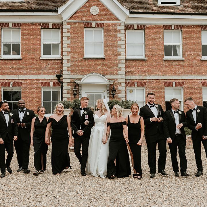 black-bridesmaid-dresses-and-black-tuxedos-for-wedding-party