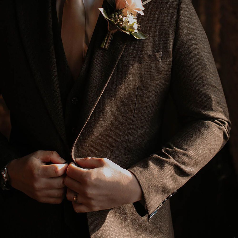 Brown winter wedding suit for men