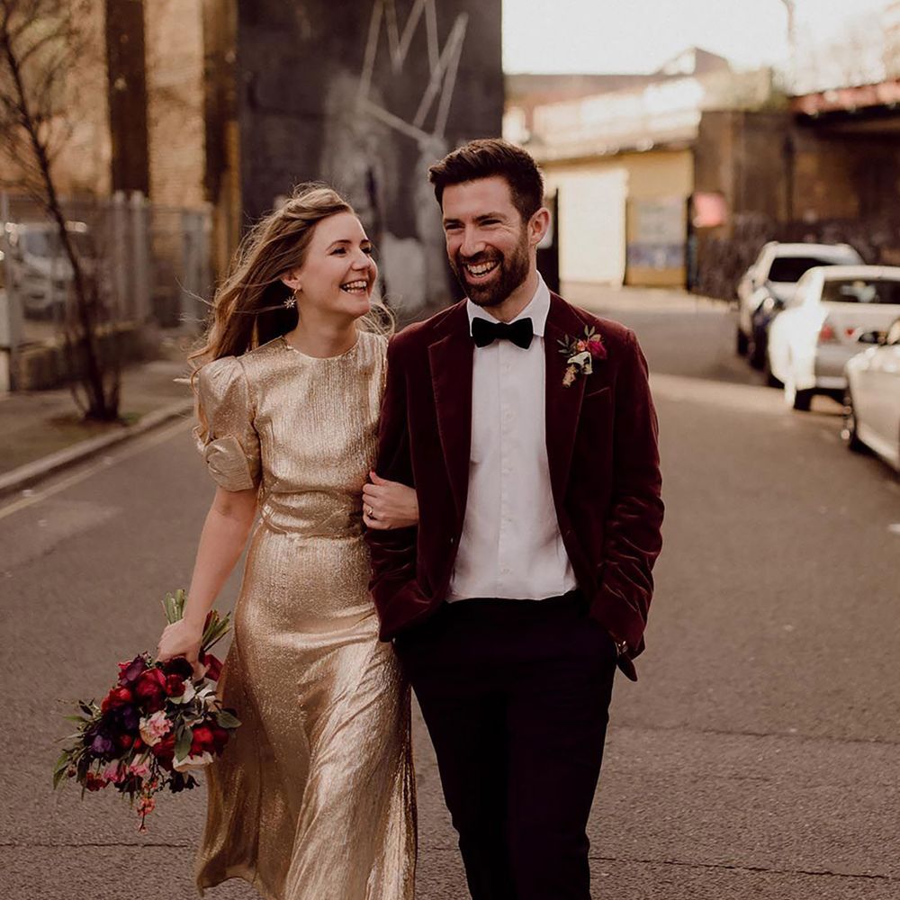 Burgundy velvet winter wedding suit