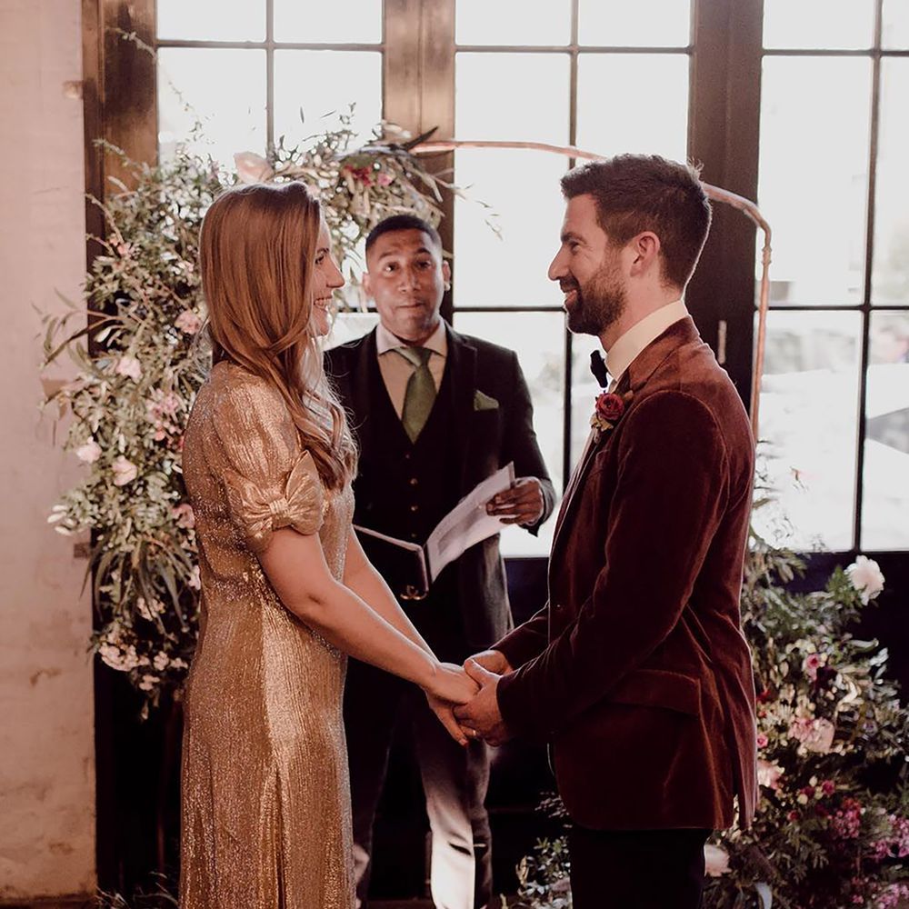 Burgundy velvet winter wedding suit