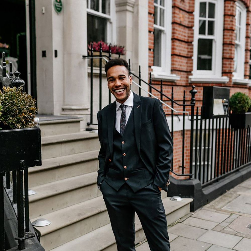 Dark green winter wedding suit for men