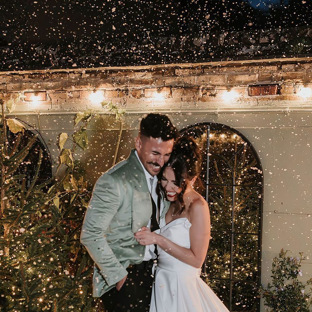 Mint green velvet winter wedding suit