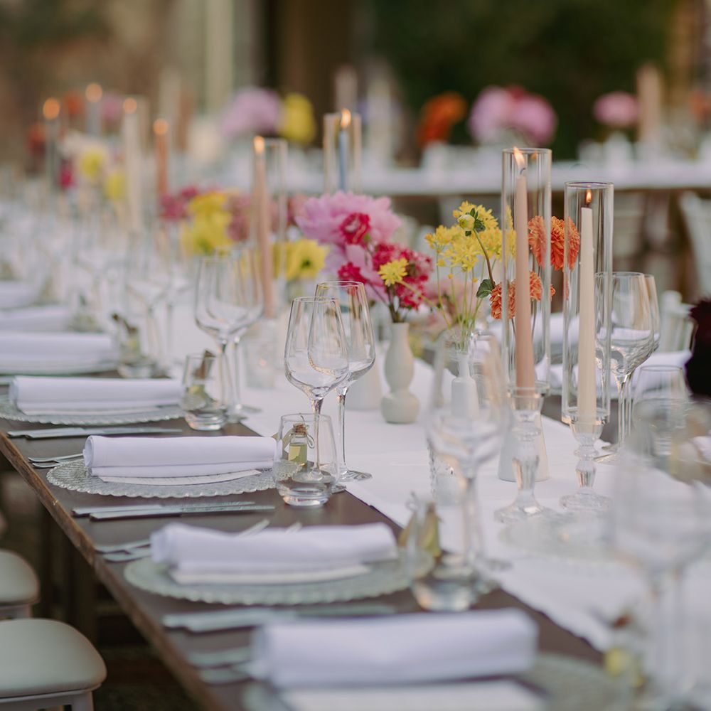 pink-yellow-orange-wedding-flower-table-centrepiece