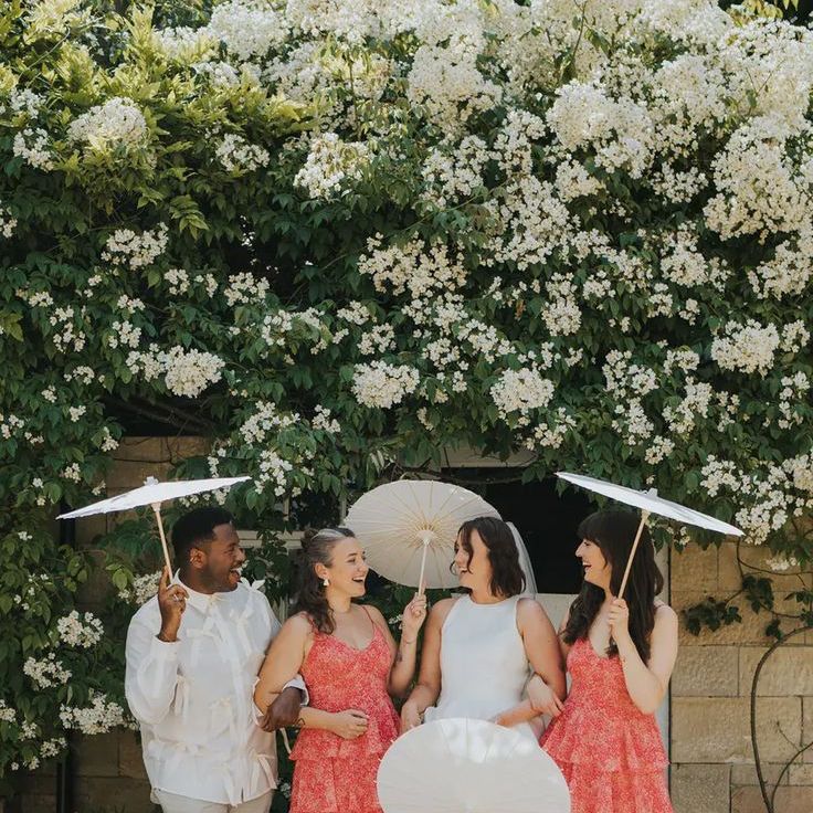 Bridesmaids in Red Ruffle Bridesmaid Dresses