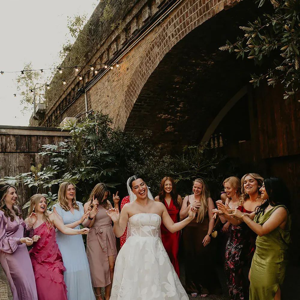 Mismatched colourful bridesmaid dresses styled on different body types