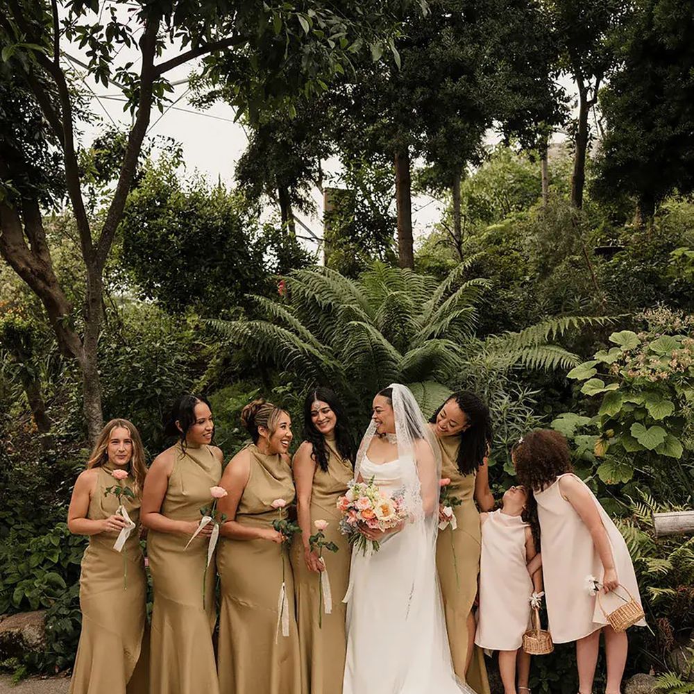 Olive green bridesmaid dresses styled on different body types