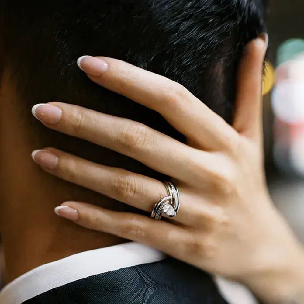 Beautiful & Unique Platinum Diamond Engagement Ring & Wedding Ring