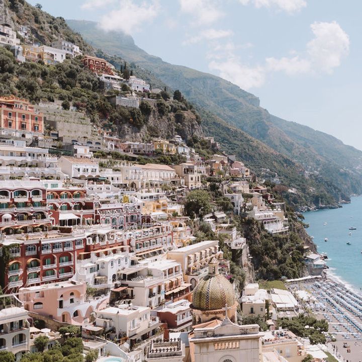 Beach coastline view Positano, Italy