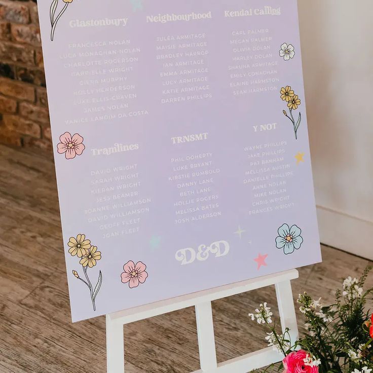 Lilac Floral Wedding Seating Chart Sign Ideas