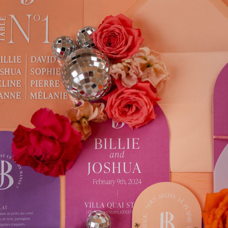 Pink, Orange & Purple Colourful Wedding Stationery Suite