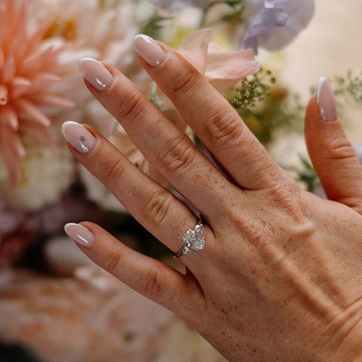 Bride With French Tip Wedding Nails with Metallic 'I Do' Nail Art