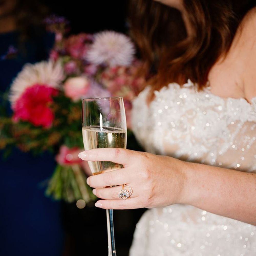 Large Unique & Alternative Engagement Ring with Bespoke Wedding Band