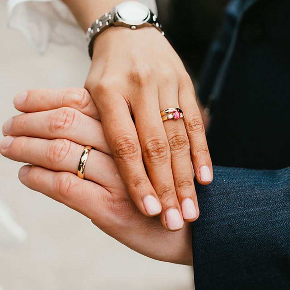 Colourful pink diamond engagement ring 