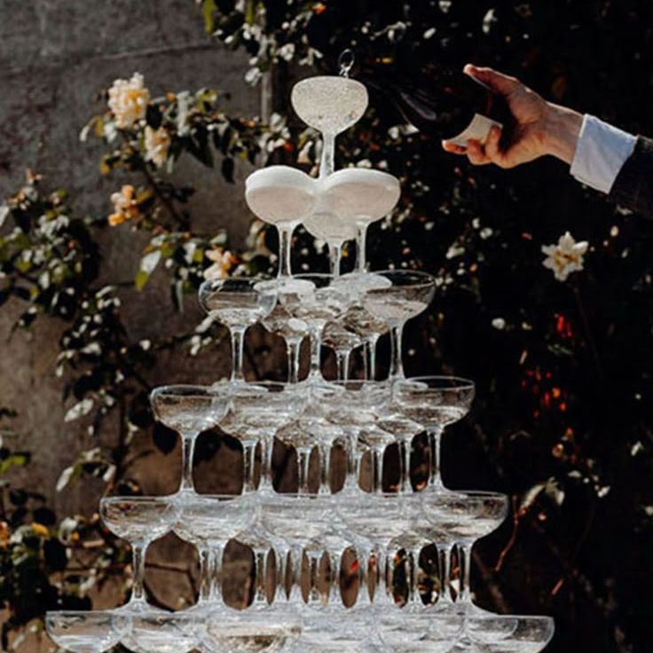 Champagne tower engagement party decor 
