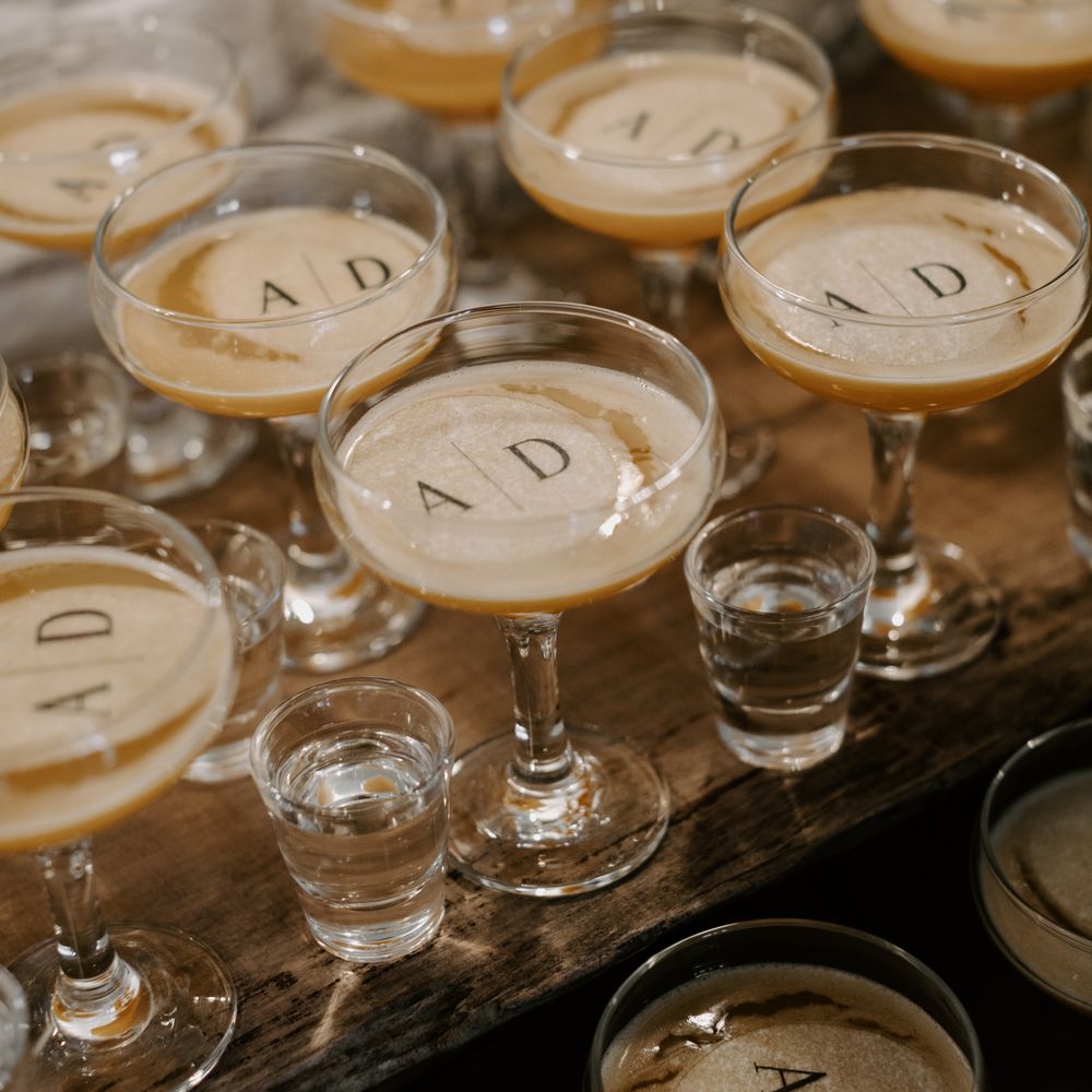 Personalised initials on pornstar martini cocktails