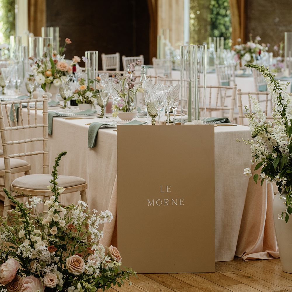 green-large-wedding-table-name-signage-on-floor