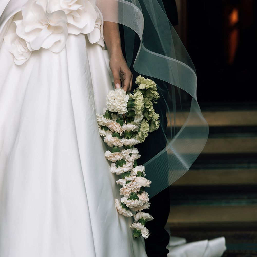 Cascading wedding bouquet