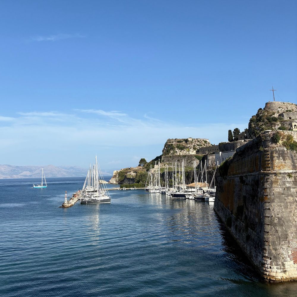 Corfu Old Town marina port