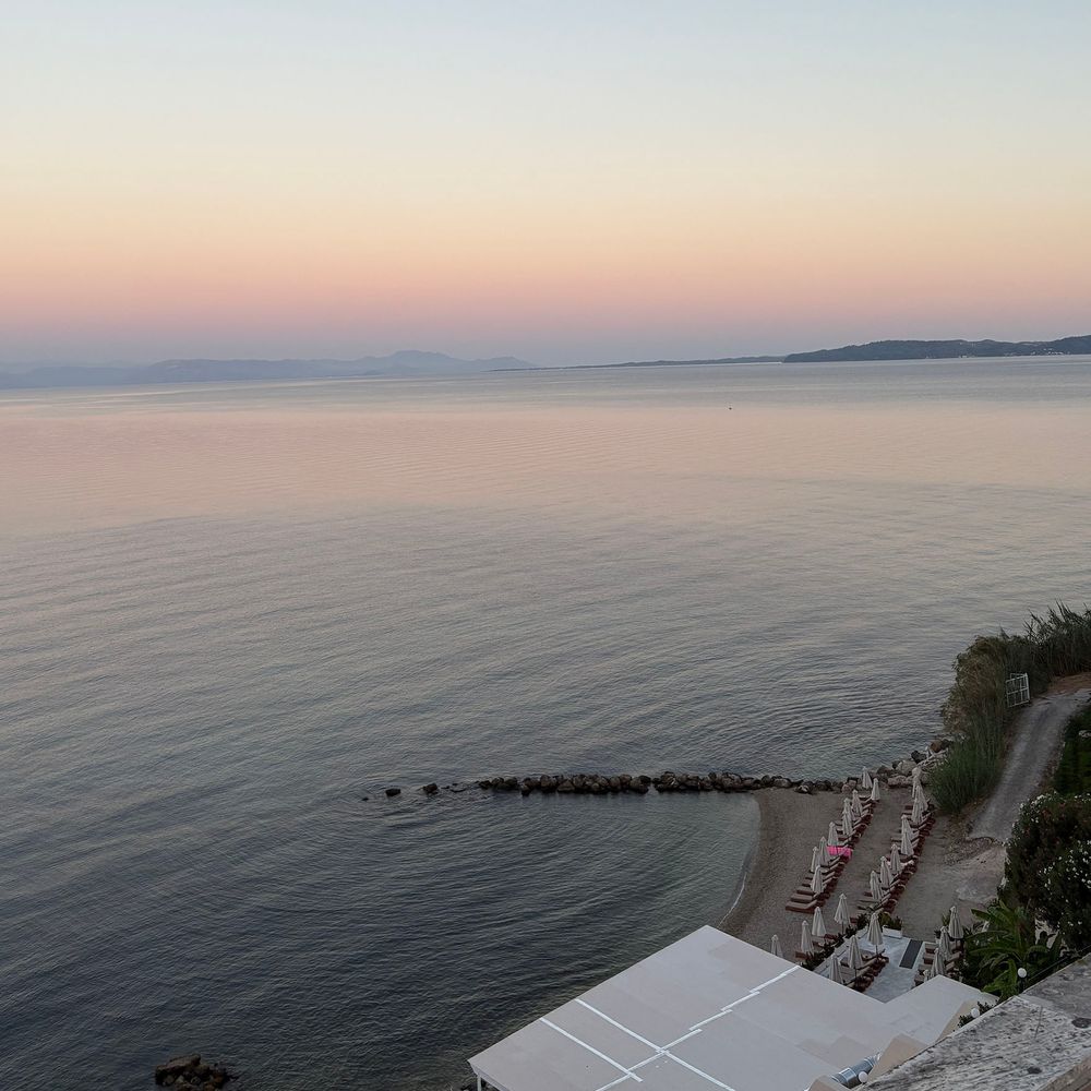 Valmar Corfu hotel rooftop view at sunset