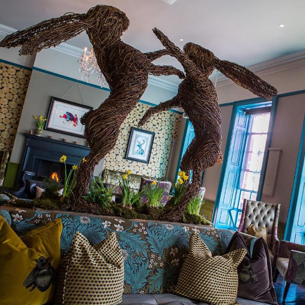 Oddfellows Chester engagement party venue with quirky rabbit wooden feature