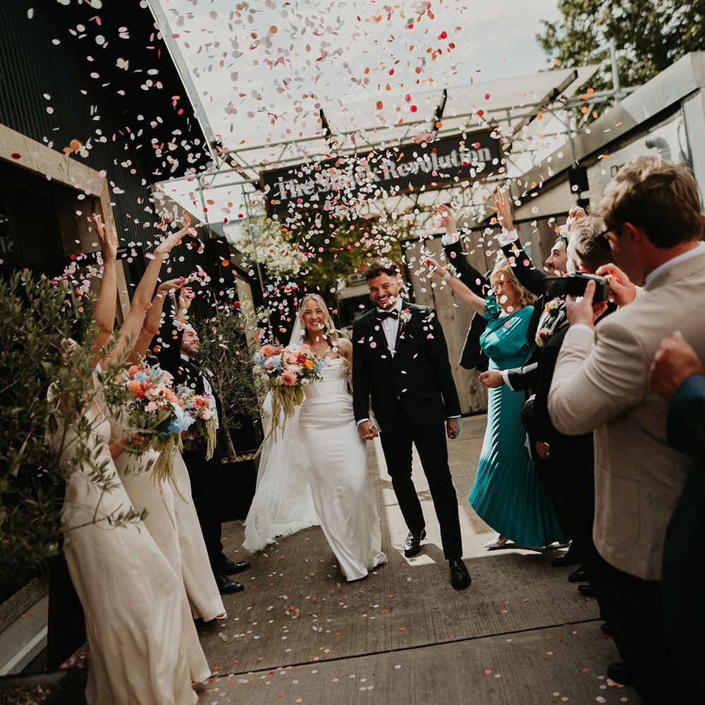 pastel-colourful-wedding-confetti-exit
