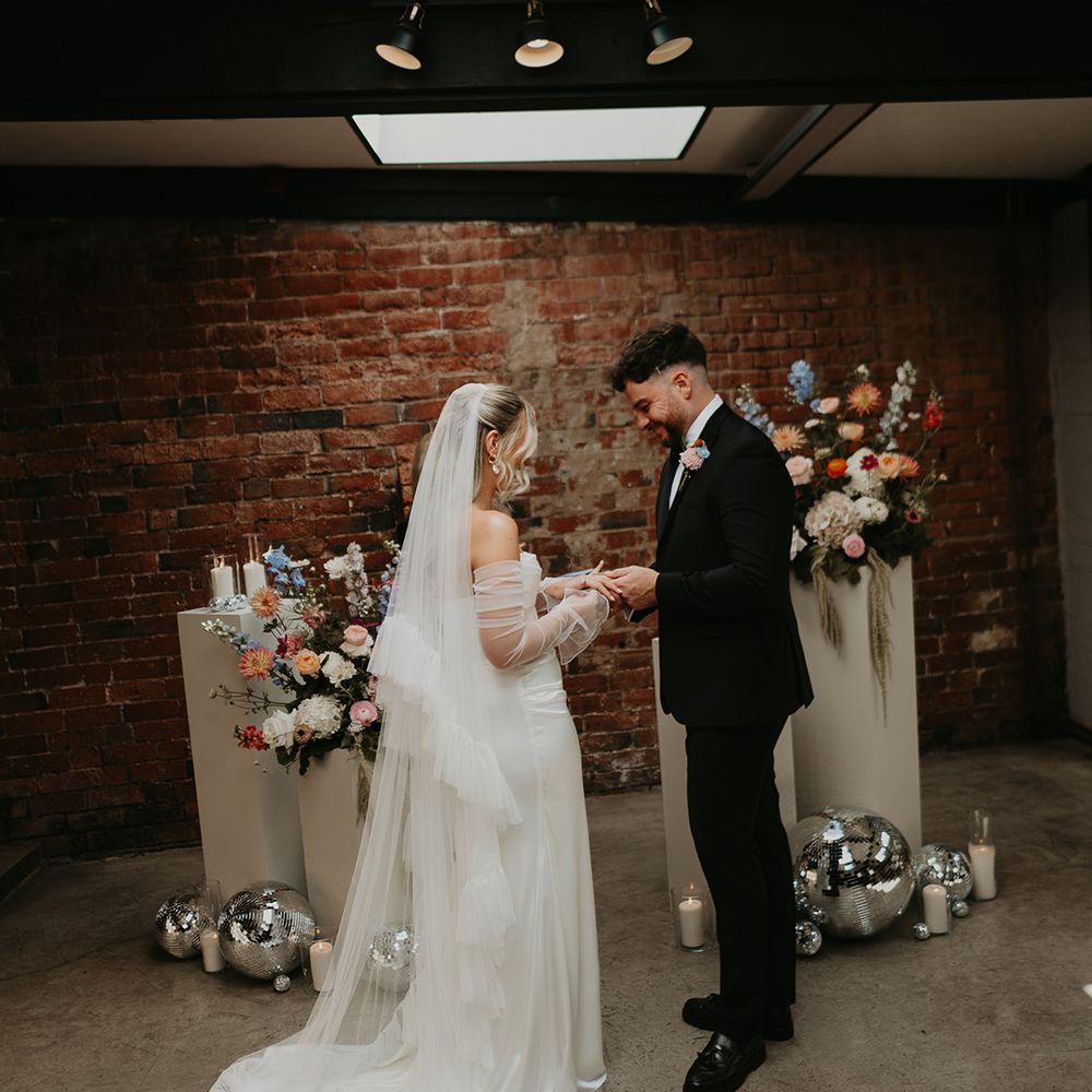 Ring exchange during the wedding ceremony 