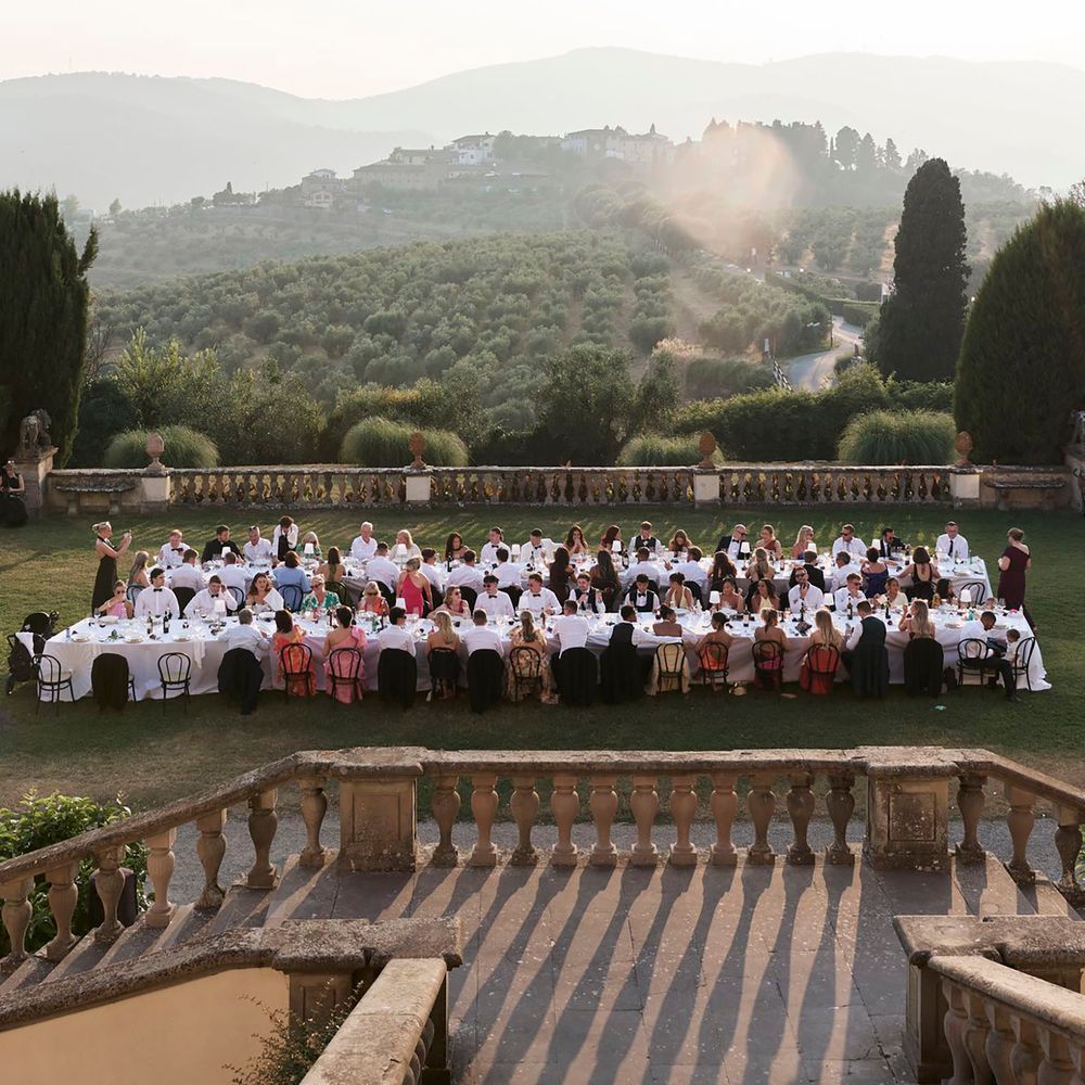 Outdoor table for Italian countryside destination wedding