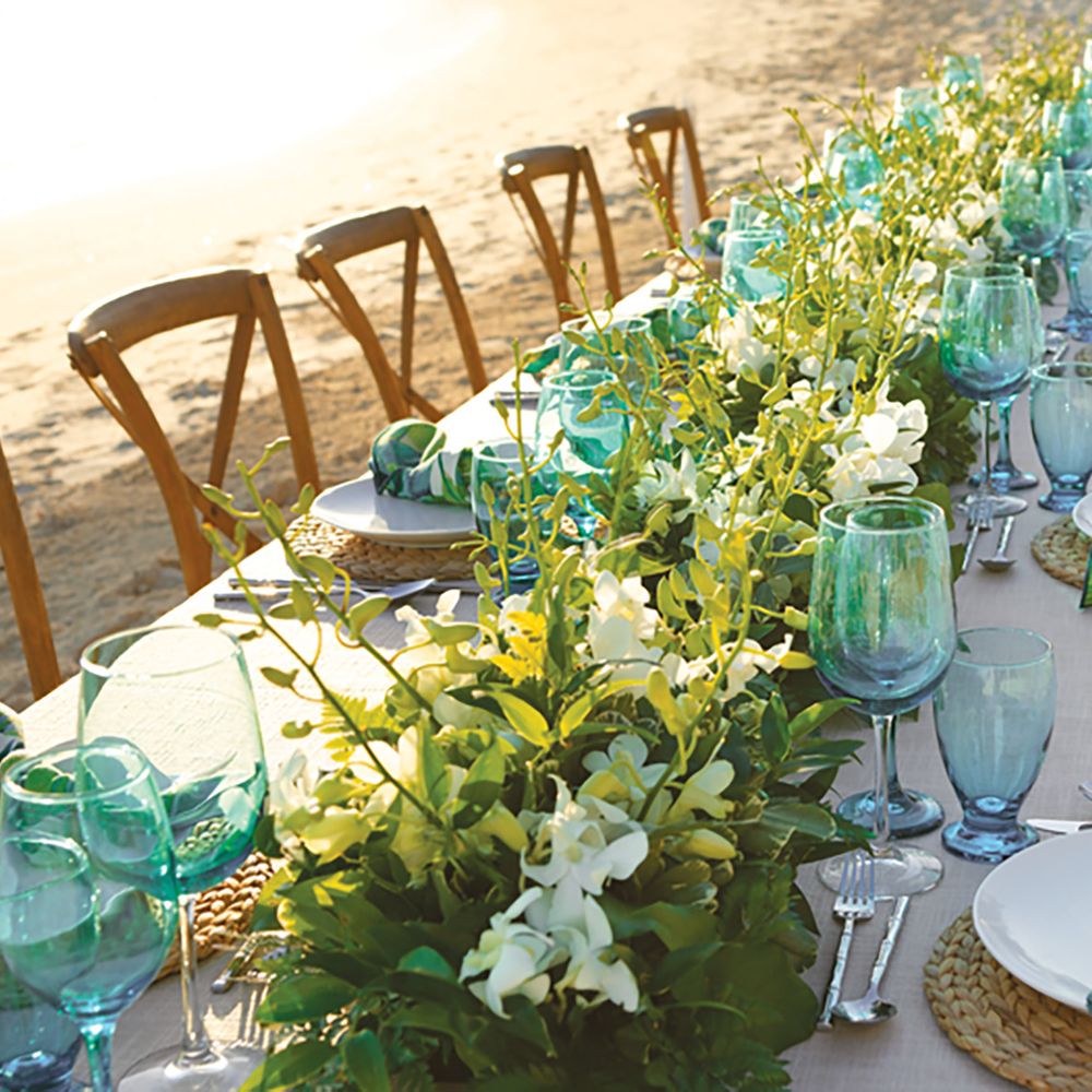 Sandals Resorts Caribbean destination wedding colourful tablescape