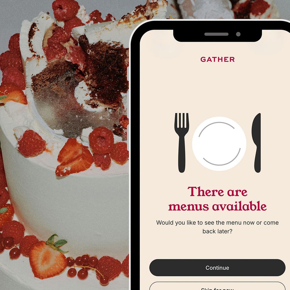 Gather online platform allowing guests to select wedding menus
