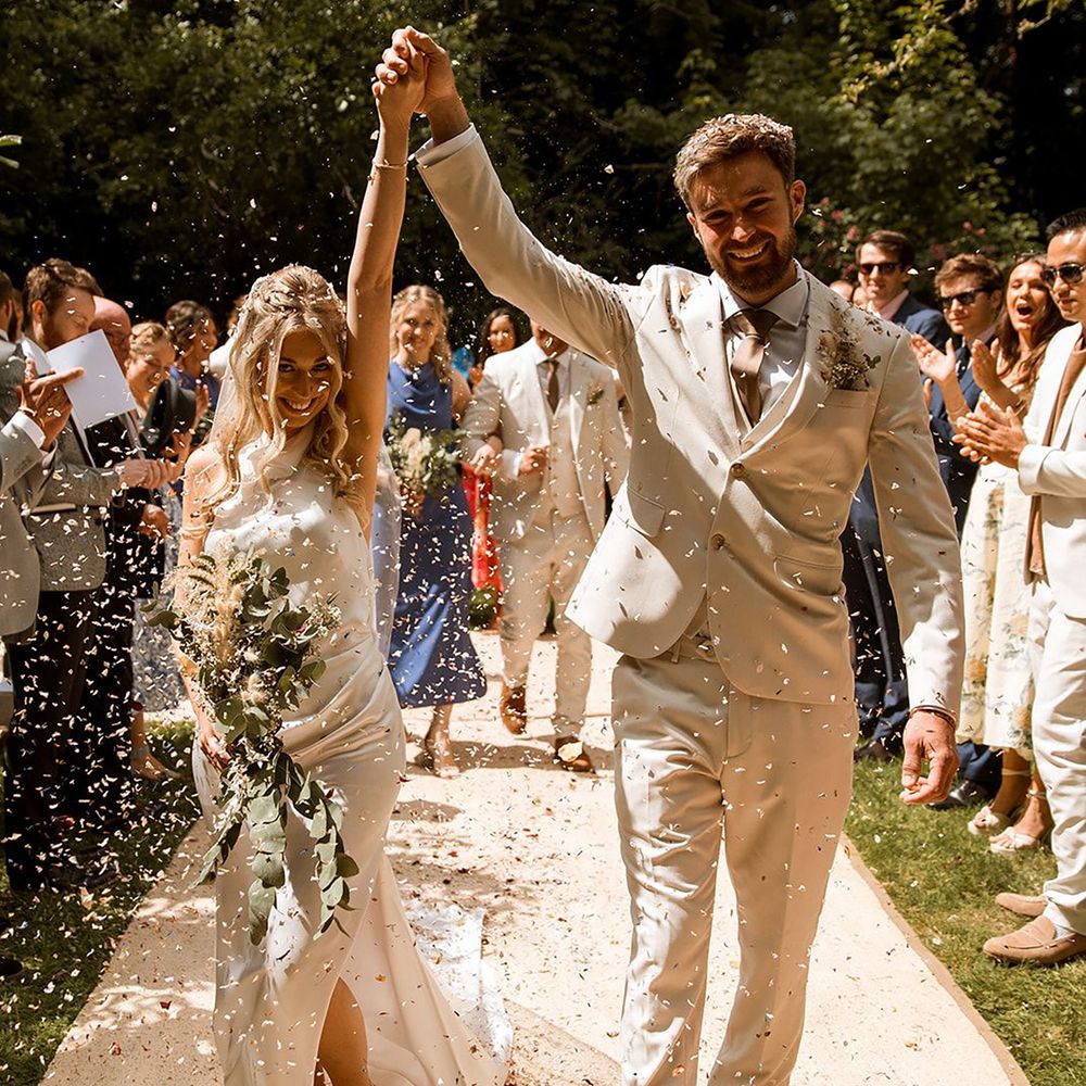 Dried petal wedding confetti exit