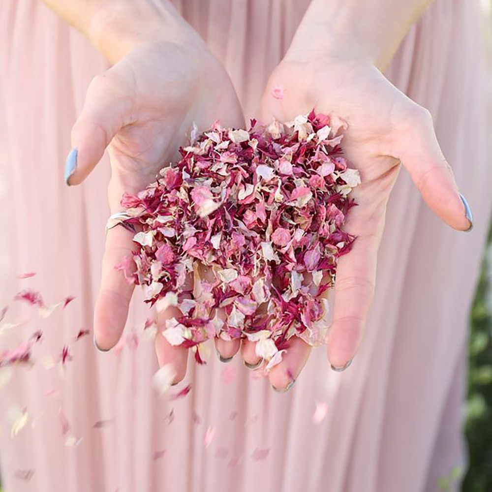 Shropshire Petals confetti in palm of hand for throw