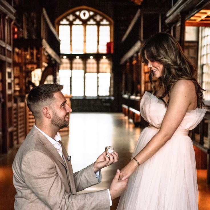 Romantic Proposal at Oxford University Library.