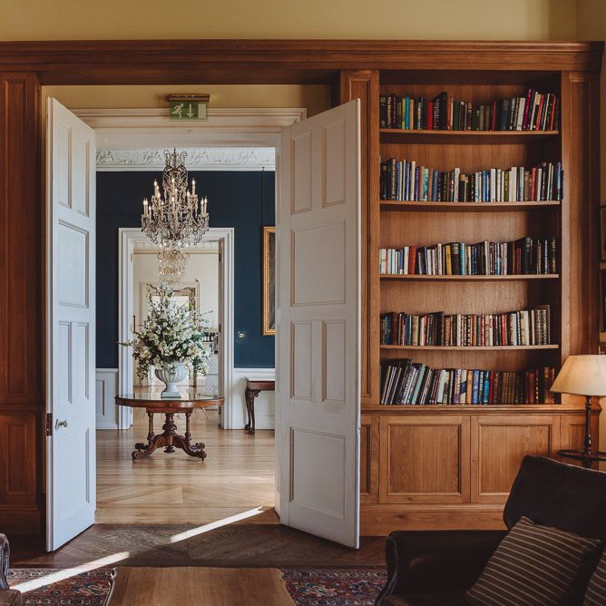 The library at Hodsock Priory