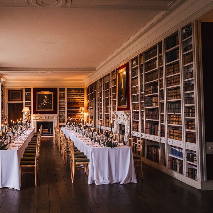 St Giles House library wedding breakfast