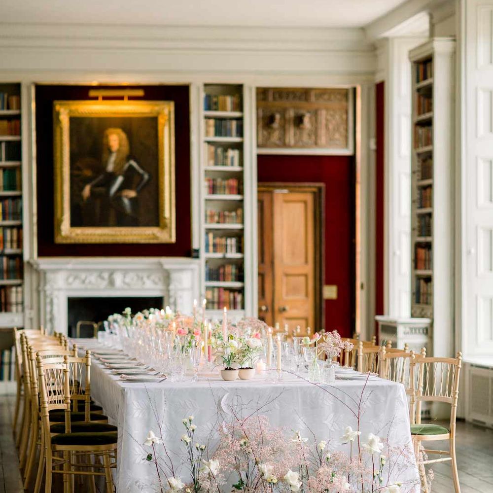 St Giles House wedding breakfast in library 