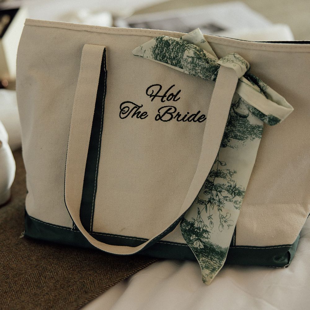 Personalised embroidered bridal bag