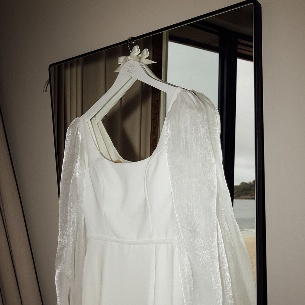 Personalised coat hanger with wedding dress