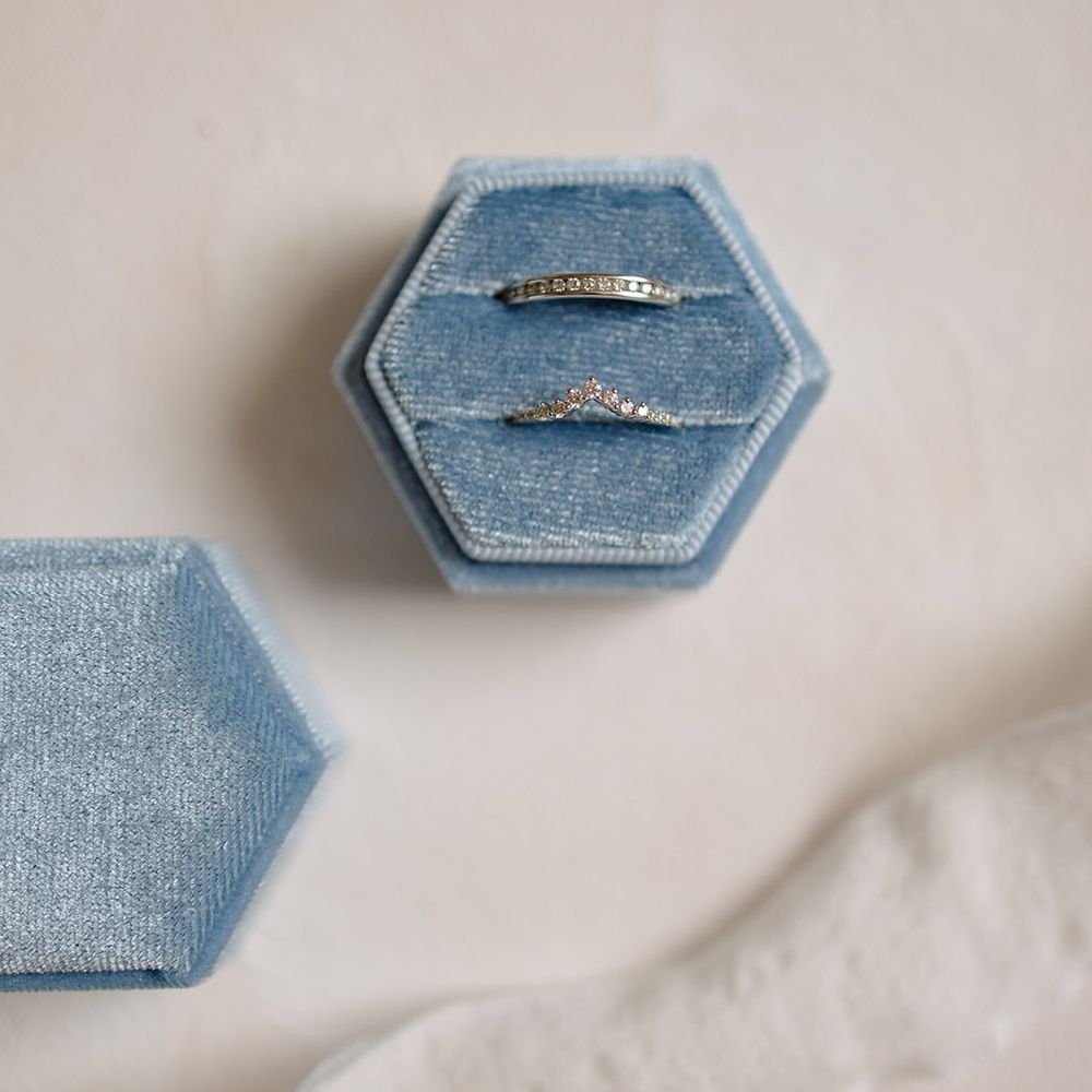 Blue velvet wedding ring box 