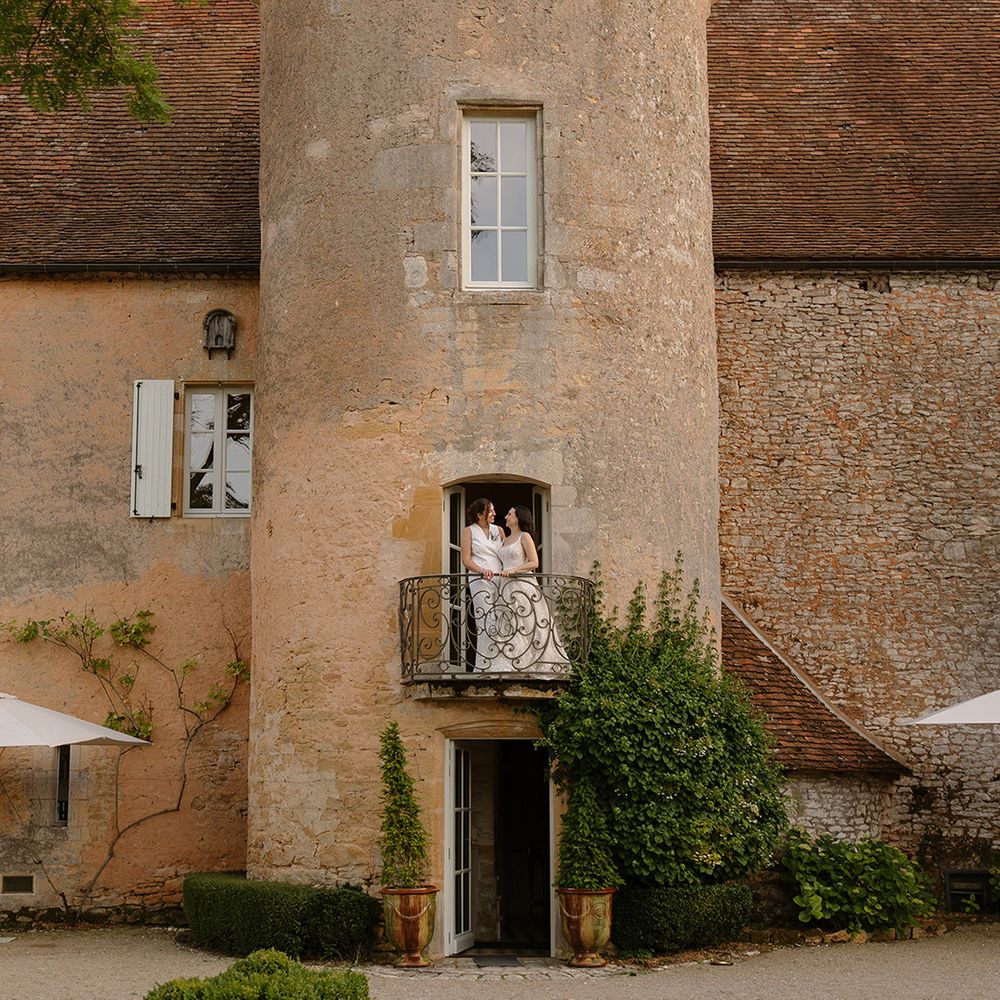 Turret at rustic France destination wedding 