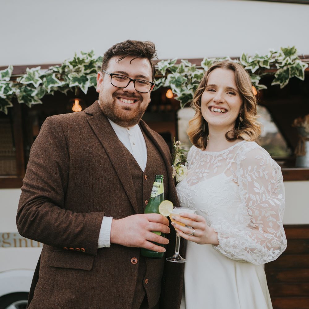 Cocktail caravan with couple drinking signature cocktails